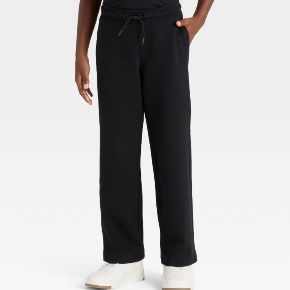 NEW Art Class Textured Knit Straight Leg Pants Black Drawstring Boys Size XL 14